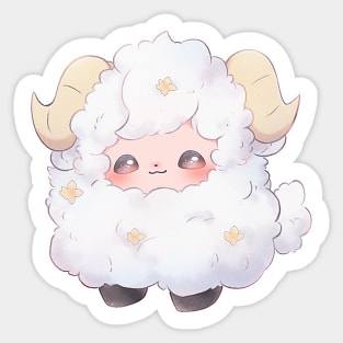 The fluffy lamb smiles sweetly Sticker
